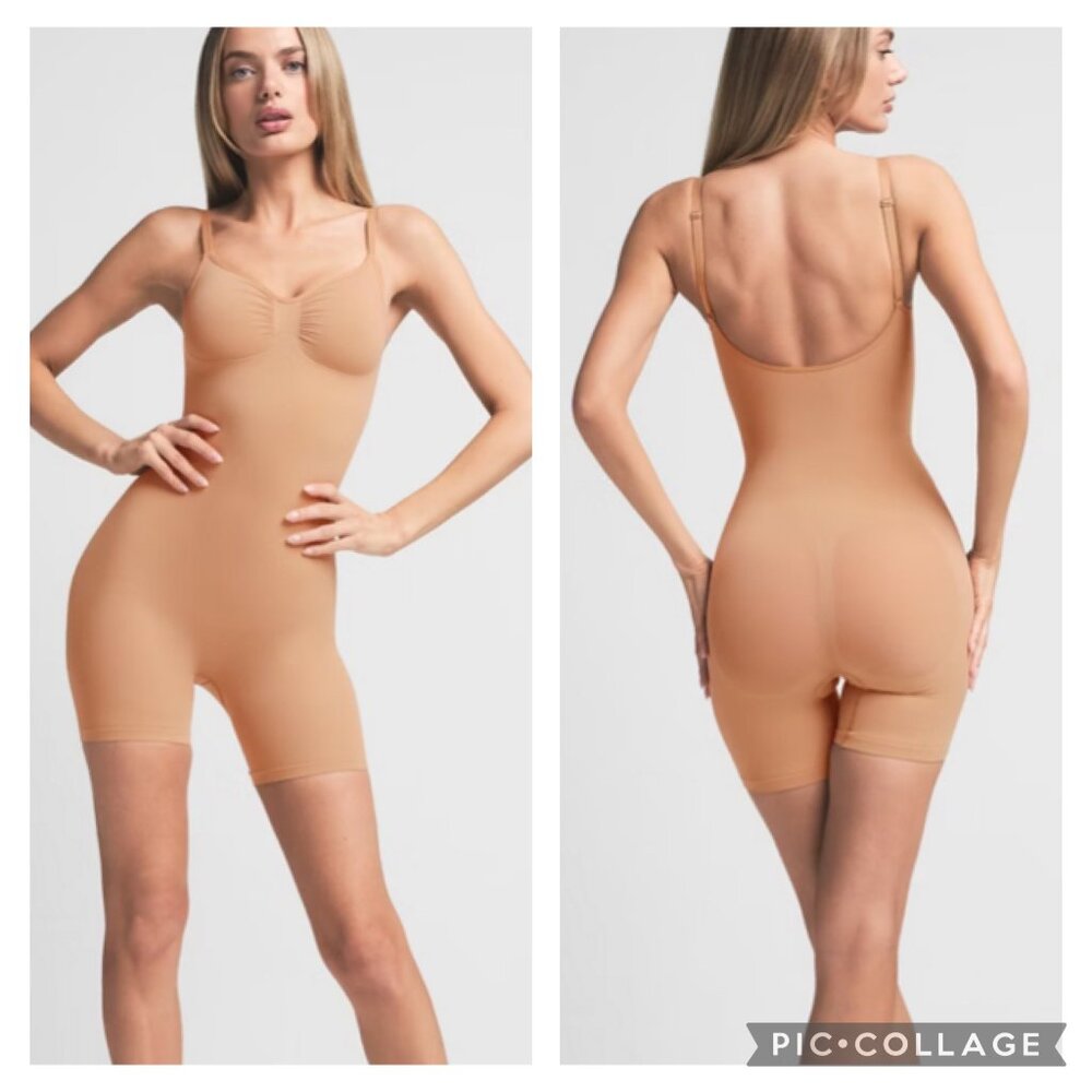 Skims Seamless Sculpt Mid-Thigh Bodysuit Womens Size XXS/XS Ochre‎
